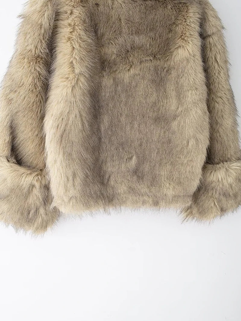 Casual Faux Fur Turtleneck Jacket Faux Fur Jackets