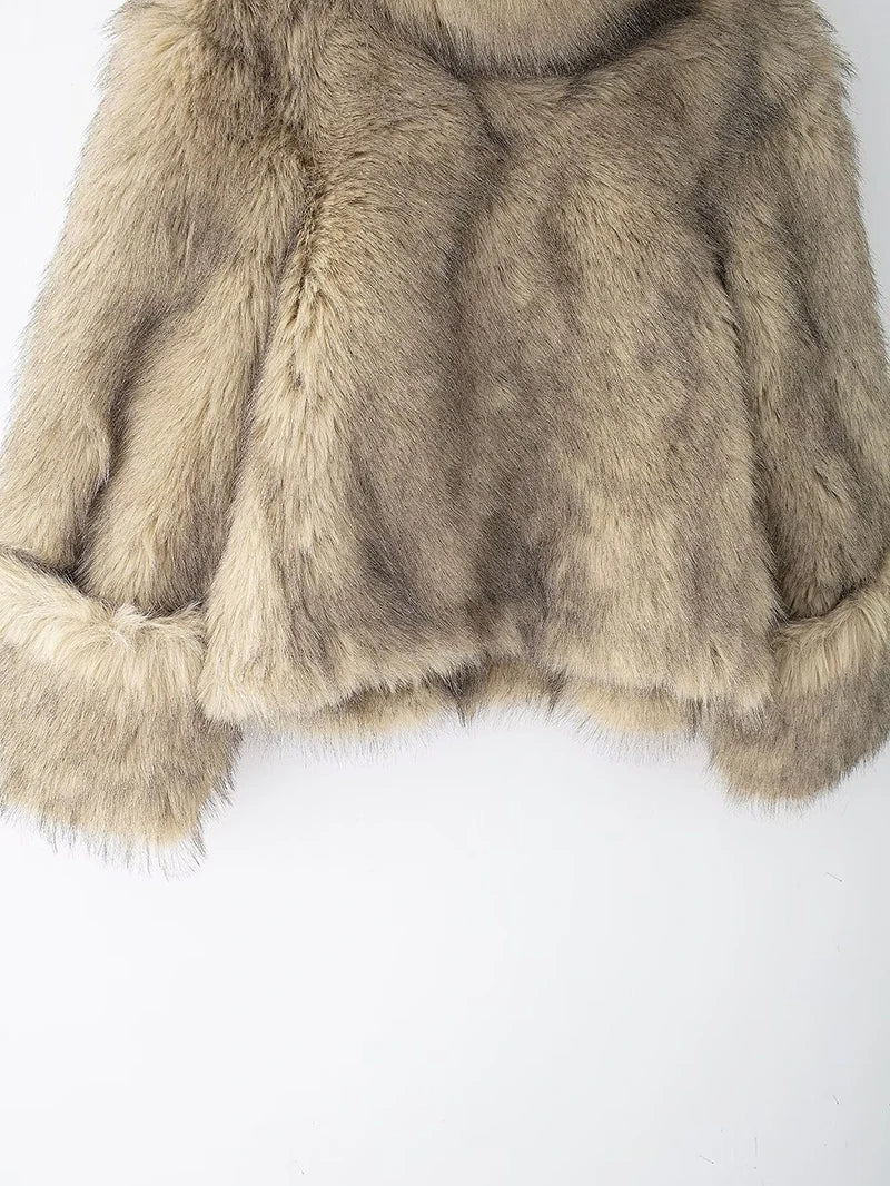 Casual Faux Fur Turtleneck Jacket Faux Fur Jackets