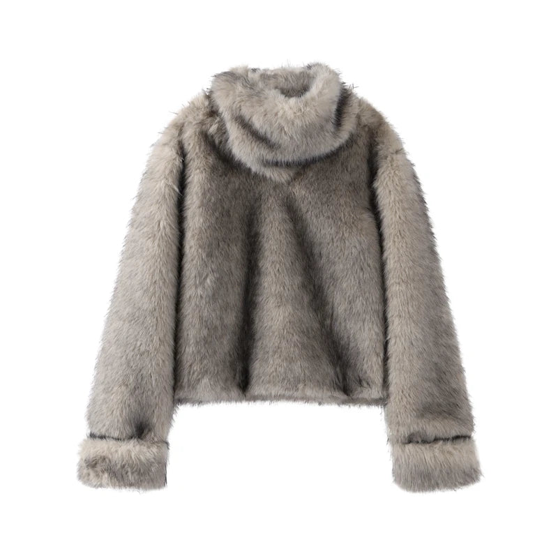 Turtleneck Faux Fur Jacket for Cozy Winter Days Faux Fur Jackets