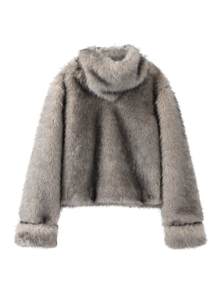 Turtleneck Faux Fur Jacket for Cozy Winter Days Faux Fur Jackets