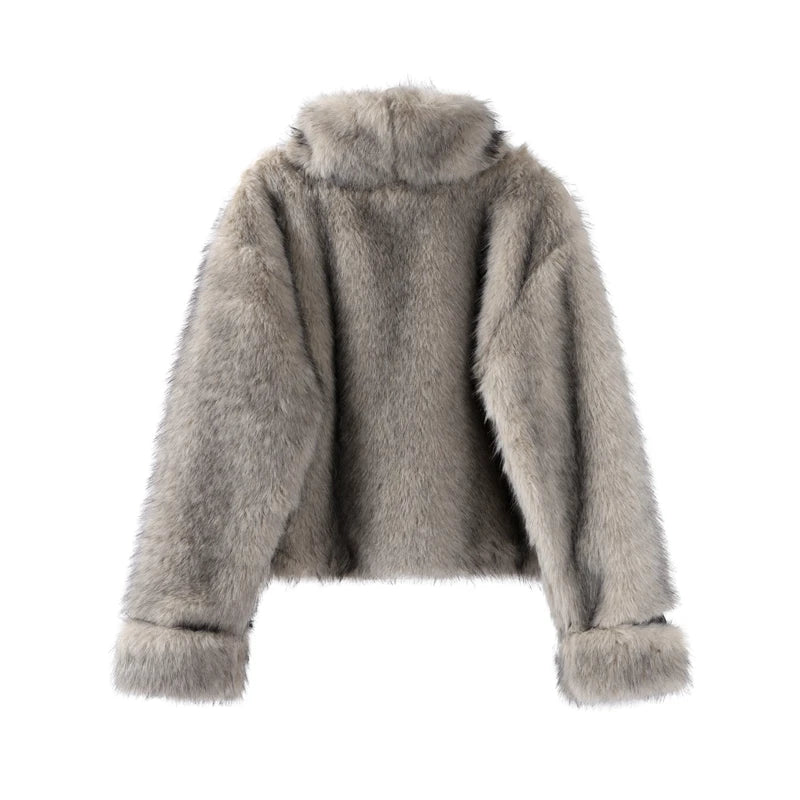 Turtleneck Faux Fur Jacket for Cozy Winter Days Faux Fur Jackets