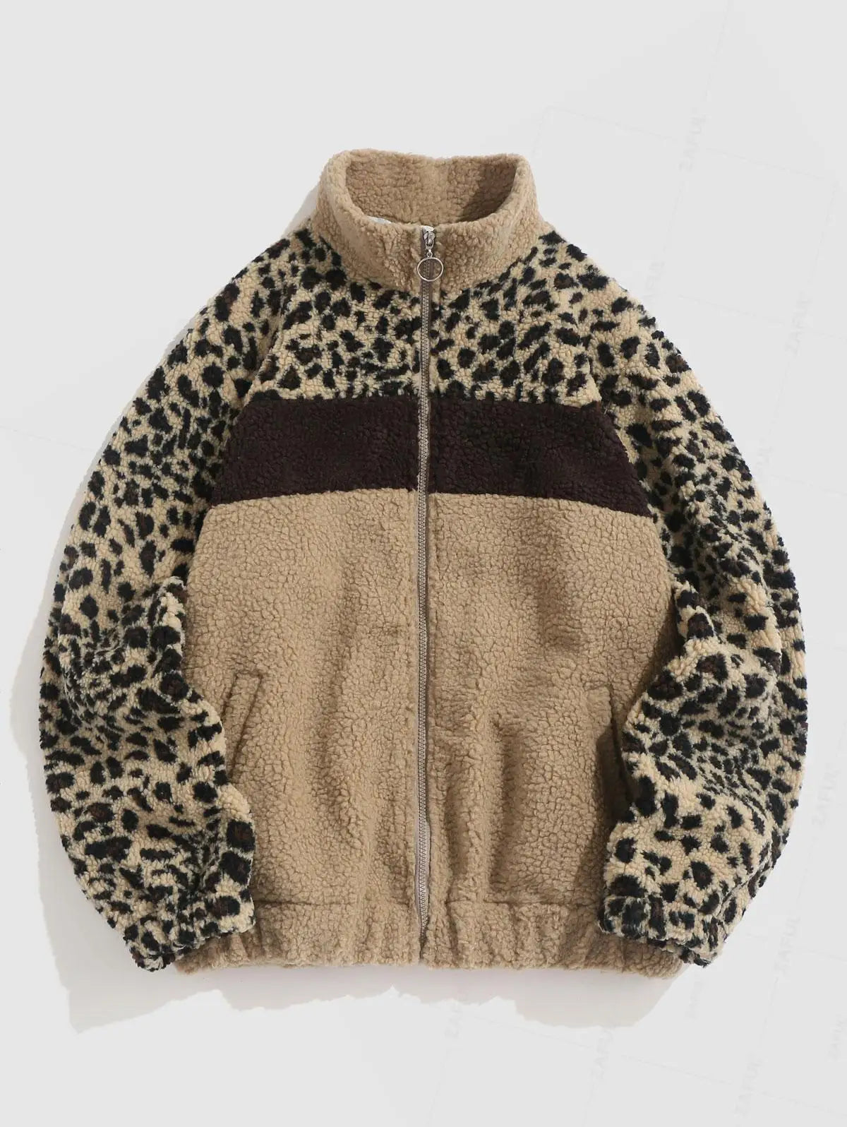 Trendy Women's Leopard Fleece Jacket	