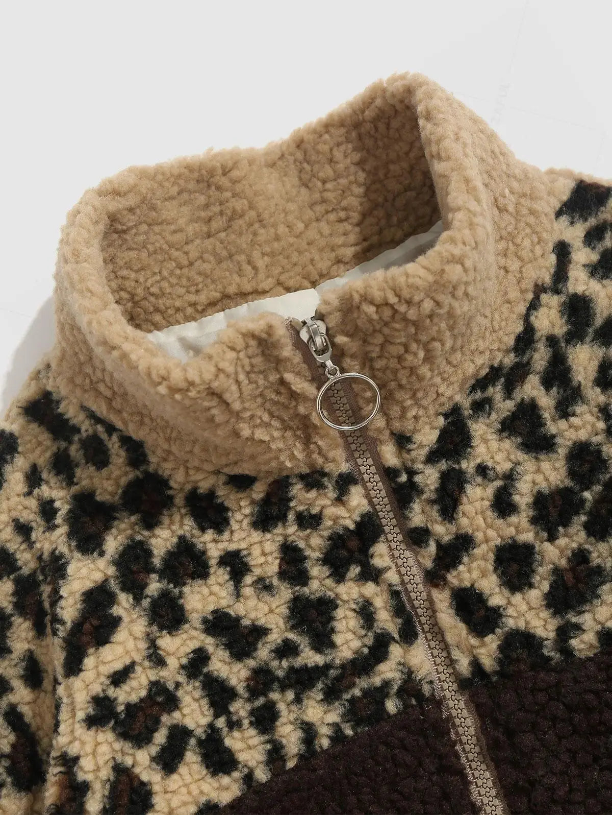 Trendy Women's Leopard Fleece Jacket Sherpa Jackets