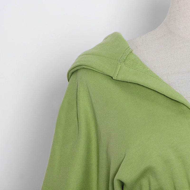 Trendy Green Hoodie with Corset Design for Women Hoodies