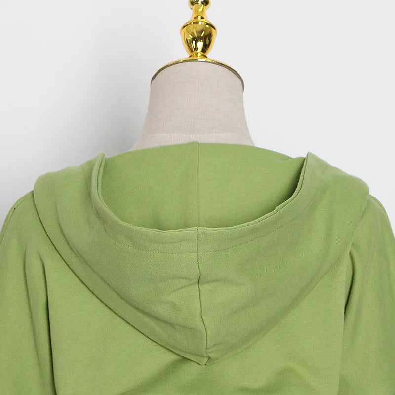 Trendy Green Hoodie with Corset Design for Women Hoodies