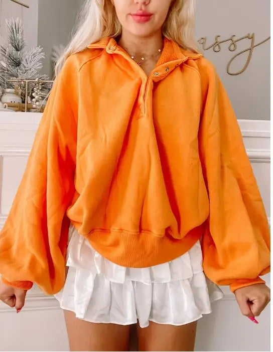 Oversized Sweatshirt with Unique Lantern Sleeves Sweatshirts