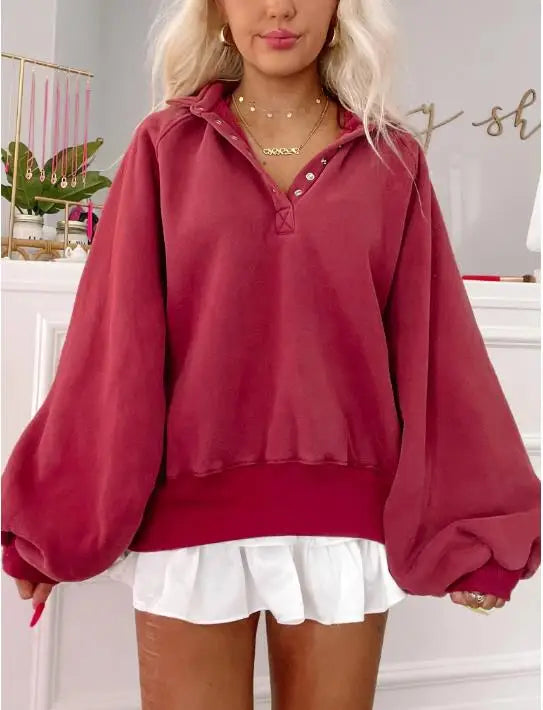 Oversized Sweatshirt with Unique Lantern Sleeves Sweatshirts