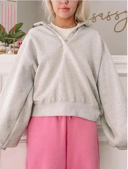 Oversized Sweatshirt with Unique Lantern Sleeves Sweatshirts