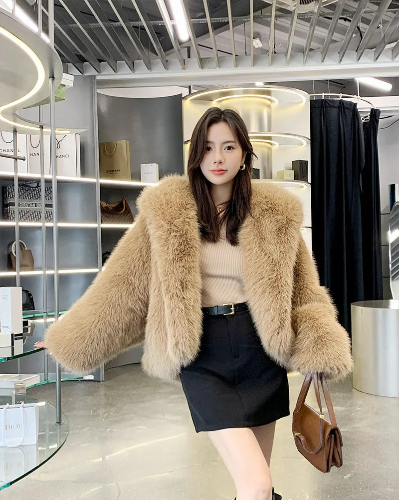 Women's Faux Fur Coat with Hood for Winter Coats