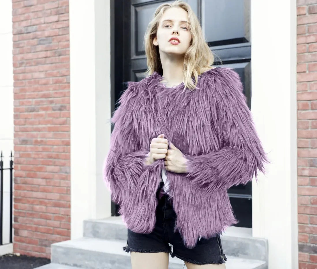 Women’s Fancy Faux Fur Coat - Thick Warm Jacket Faux Fur Jackets