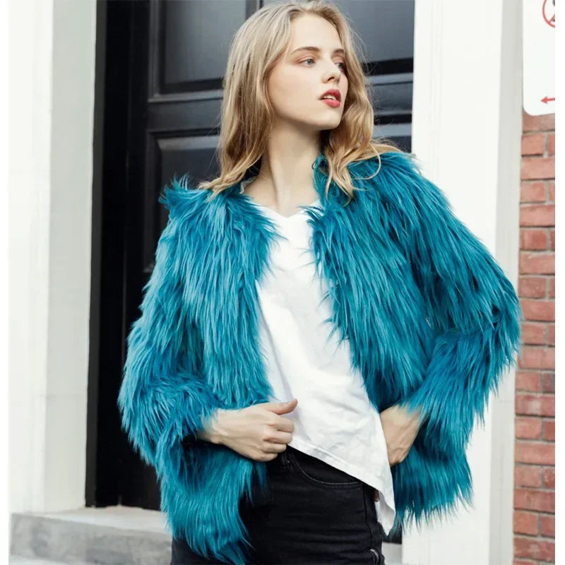 Women’s Fancy Faux Fur Coat - Thick Warm Jacket Faux Fur Jackets