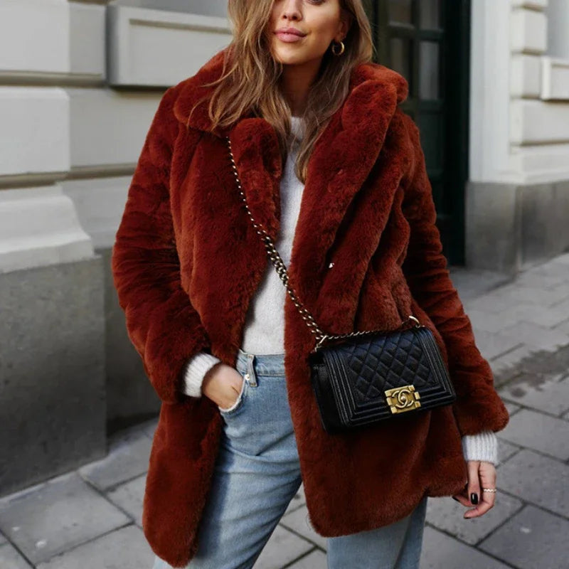 Luxurious Pink & Orange Faux Fur Coats for Women	