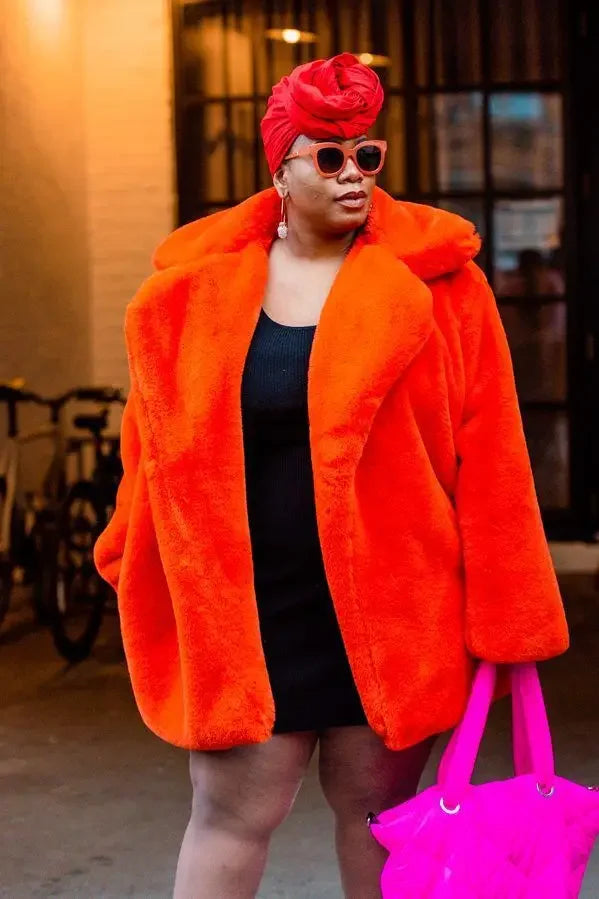 Luxurious Pink & Orange Faux Fur Coats for Women Faux Fur Coats