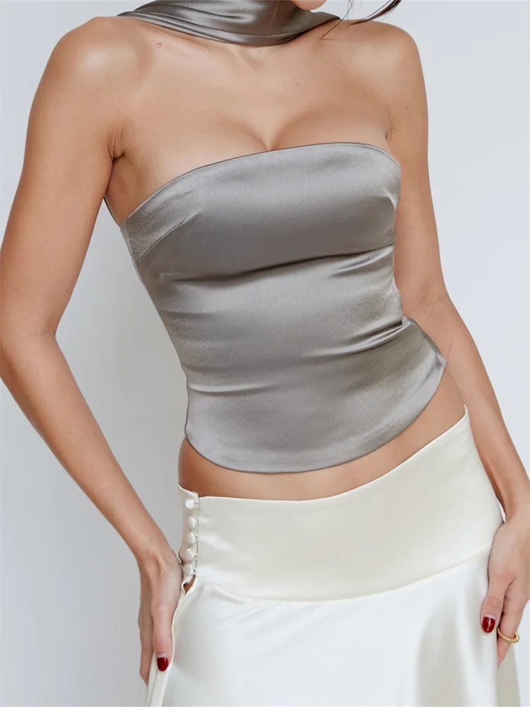 Cropped Top in Satin for Special Occasions	