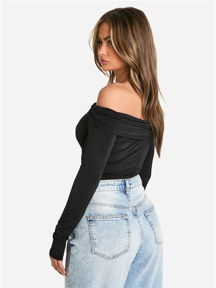 Trendy Off-Shoulder Cutout Top Fall Tops