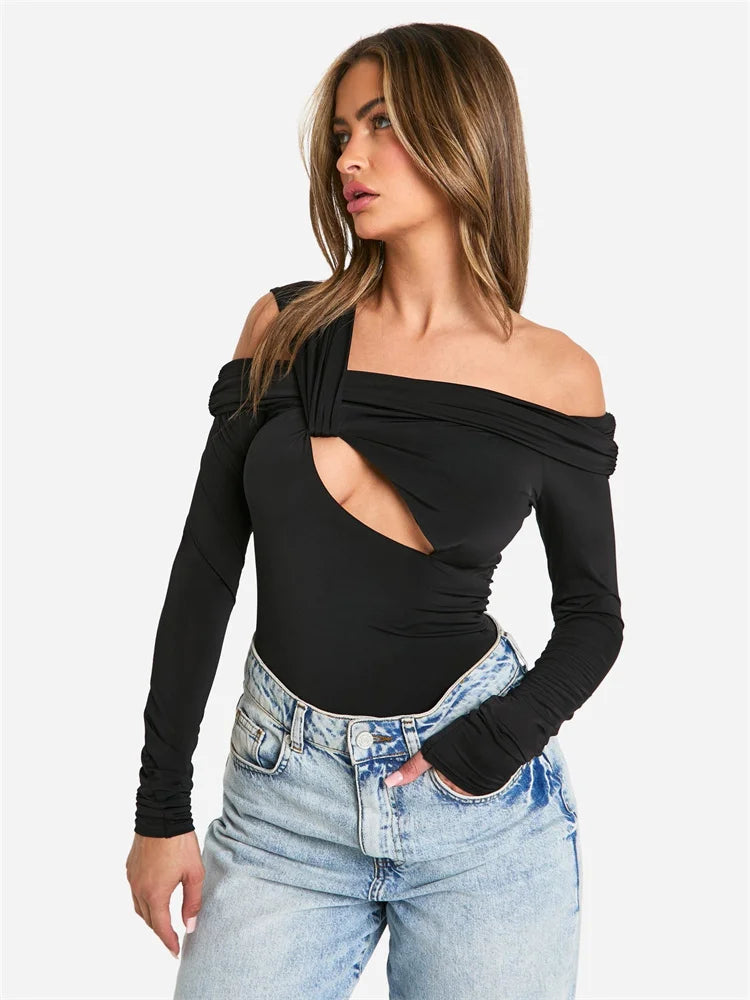 Trendy Off-Shoulder Cutout Top Fall Tops