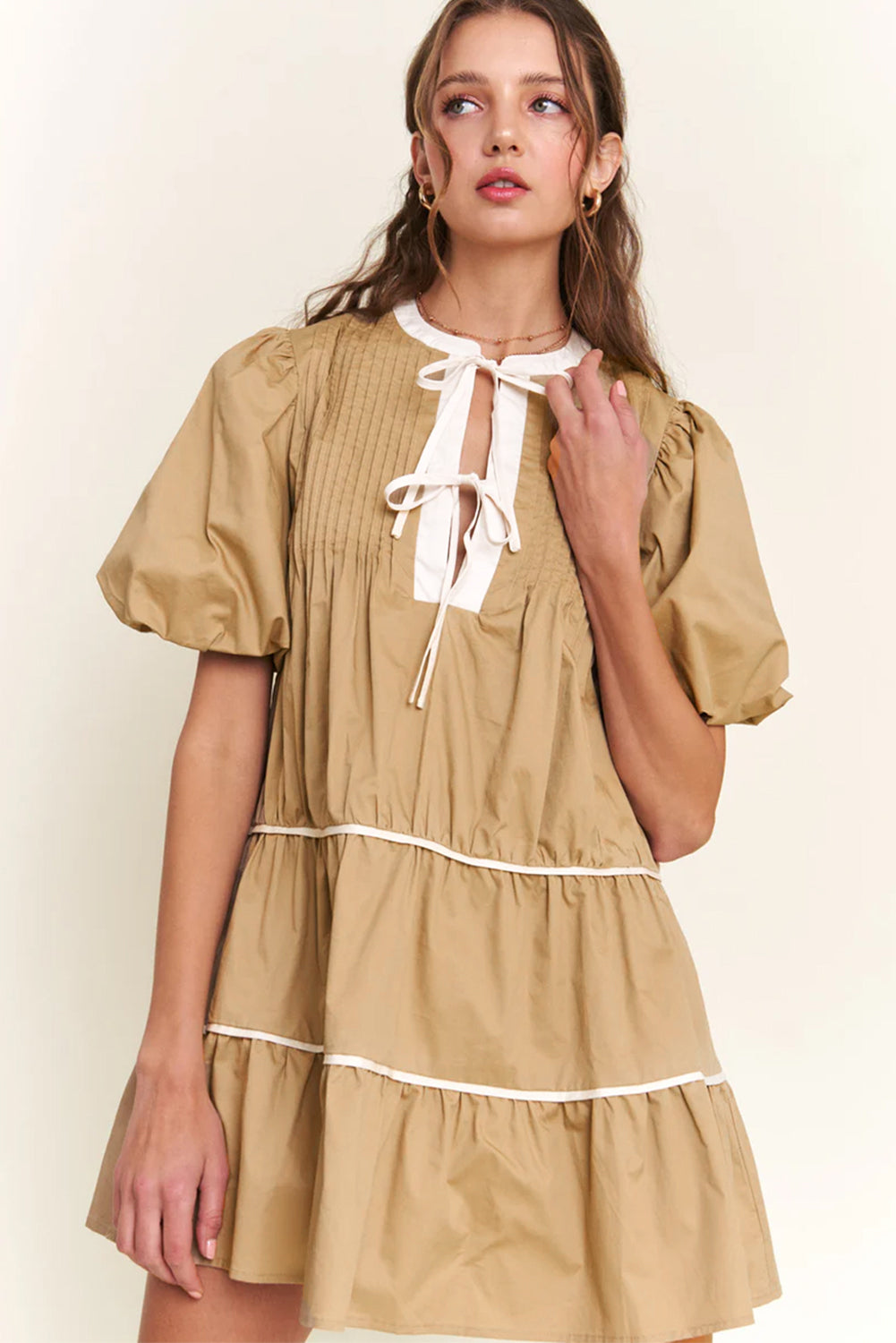 Tiered Ruffle Cotton Dress Mini Dresses