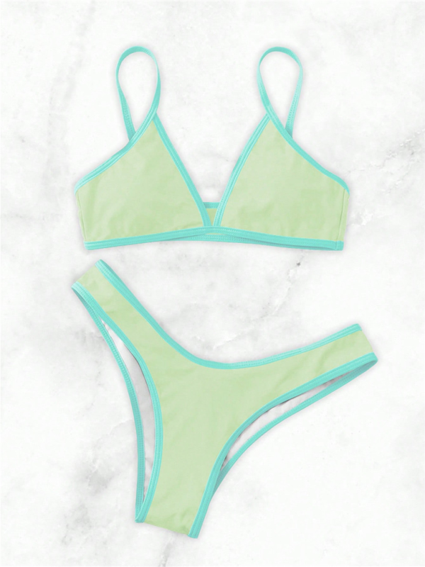 Women's Swimsuit Set with Bikini &amp; Triangle Bra in Binding