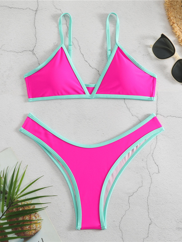 Women's Swimsuit Set with Bikini &amp; Triangle Bra in Binding