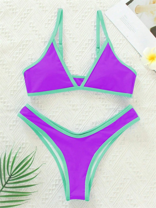 Women's Swimsuit Set with Bikini &amp; Triangle Bra in Binding