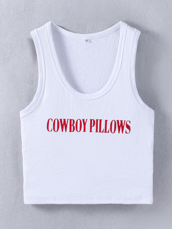 Women's Cowgirl Pillow Print Tank Top in Cotton Tank Tops