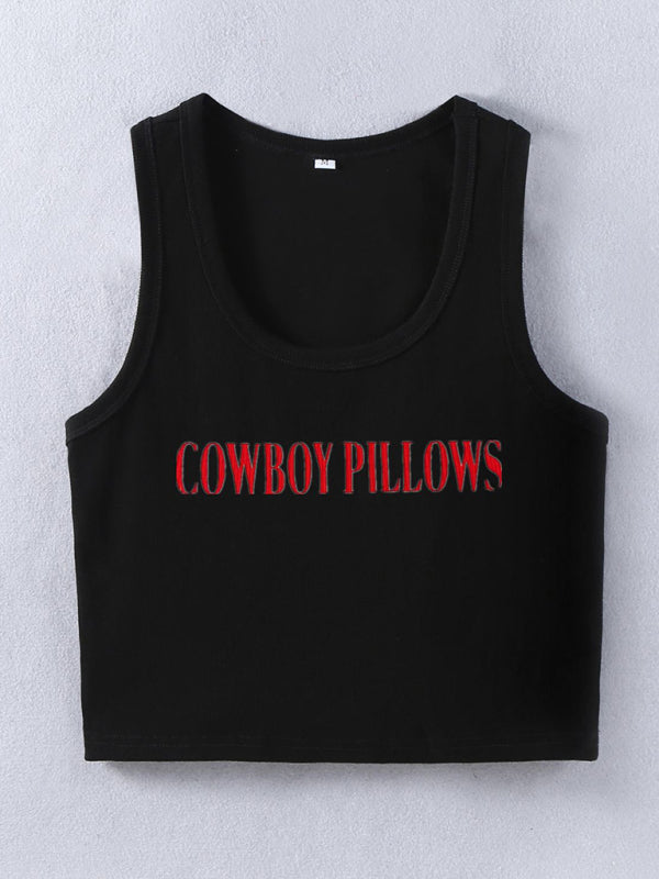 Women's Cowgirl Pillow Print Tank Top in Cotton Tank Tops