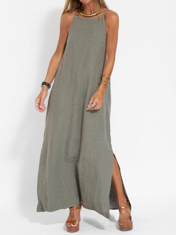 Essential Solid Cotton Cami Tunic Maxi Dress Cami Maxi Dress