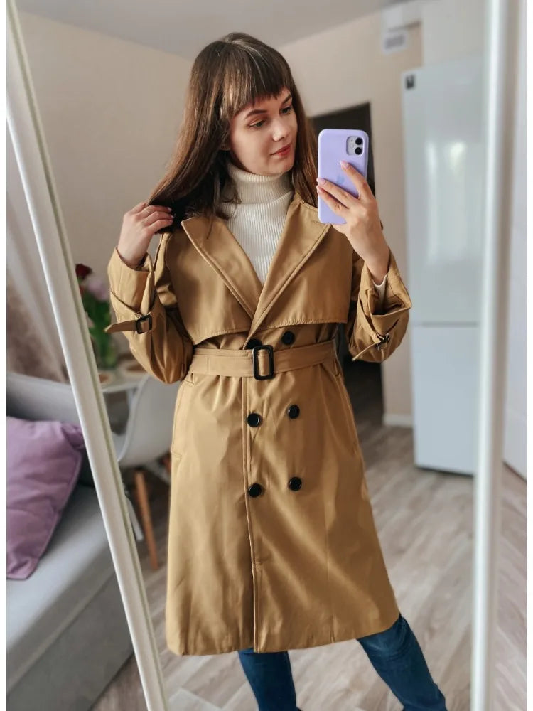 Essential Mid-Length Trench Coat for Women Layering Trench Coats