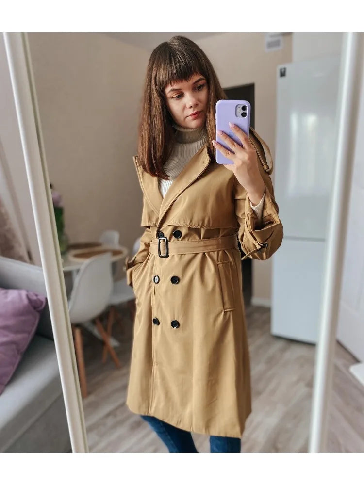 Essential Mid-Length Trench Coat for Women Layering Trench Coats