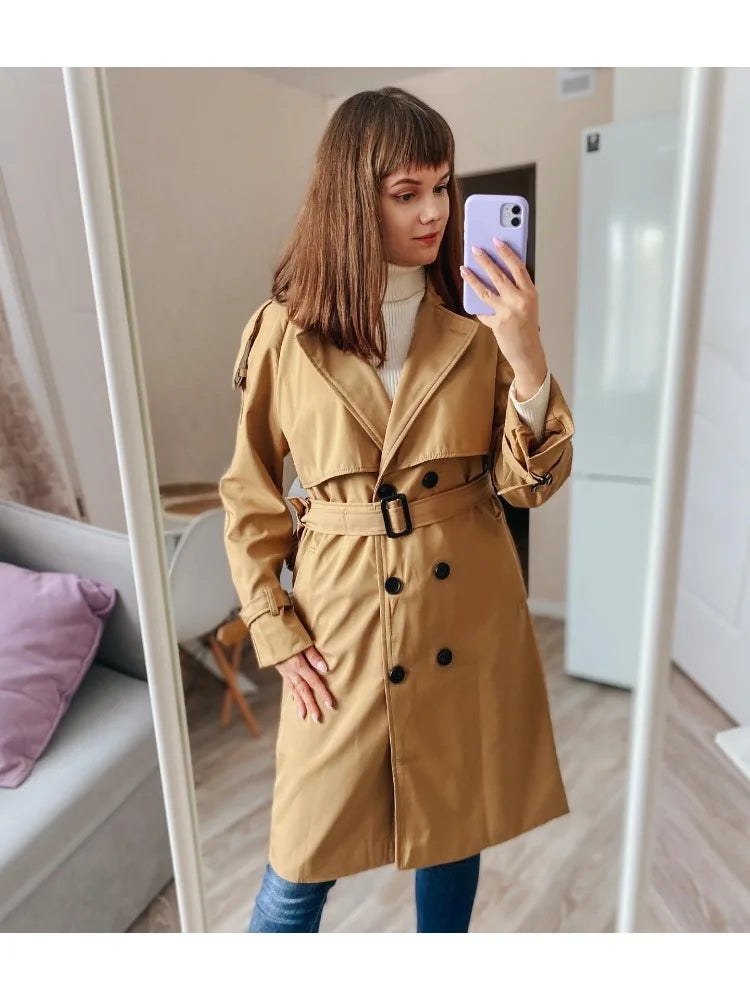 Essential Mid-Length Trench Coat for Women Layering Trench Coats