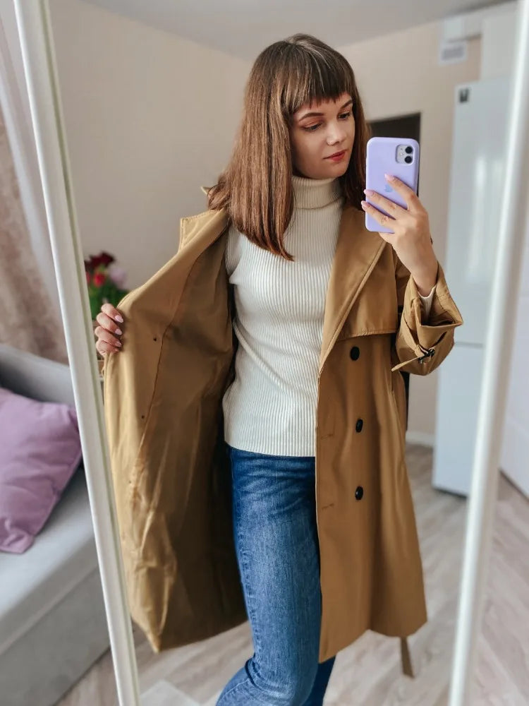 Essential Mid-Length Trench Coat for Women Layering Trench Coats