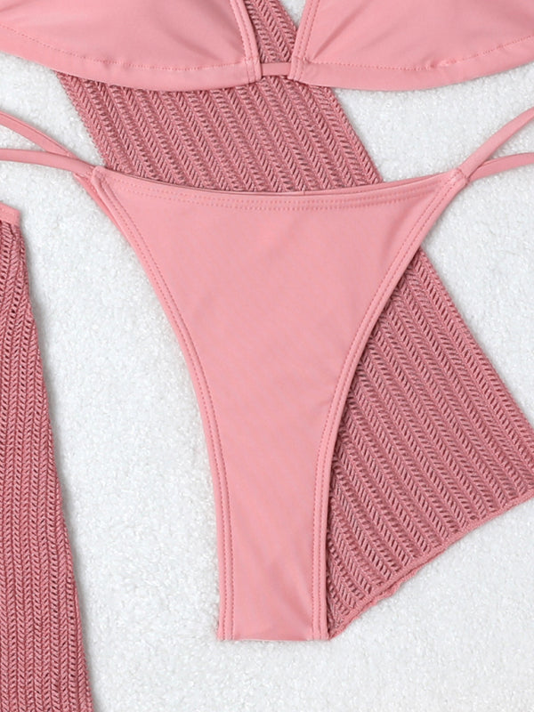 3-Piece String Swimsuit Set featuring Bikini, Triangle Bra &