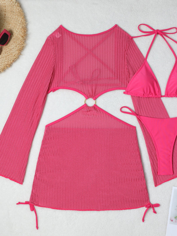 3-Piece String Swimsuit Set featuring Bikini, Triangle Bra &