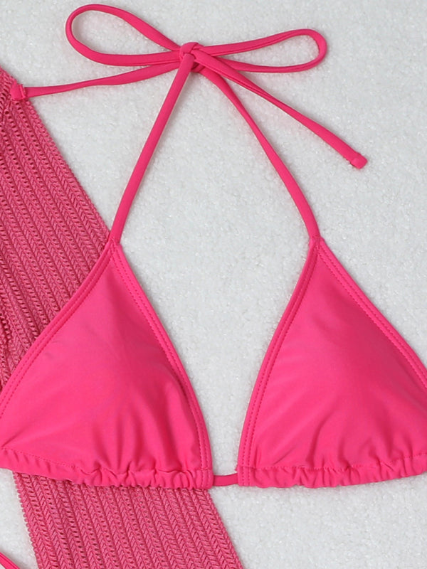 3-Piece String Swimsuit Set featuring Bikini, Triangle Bra &