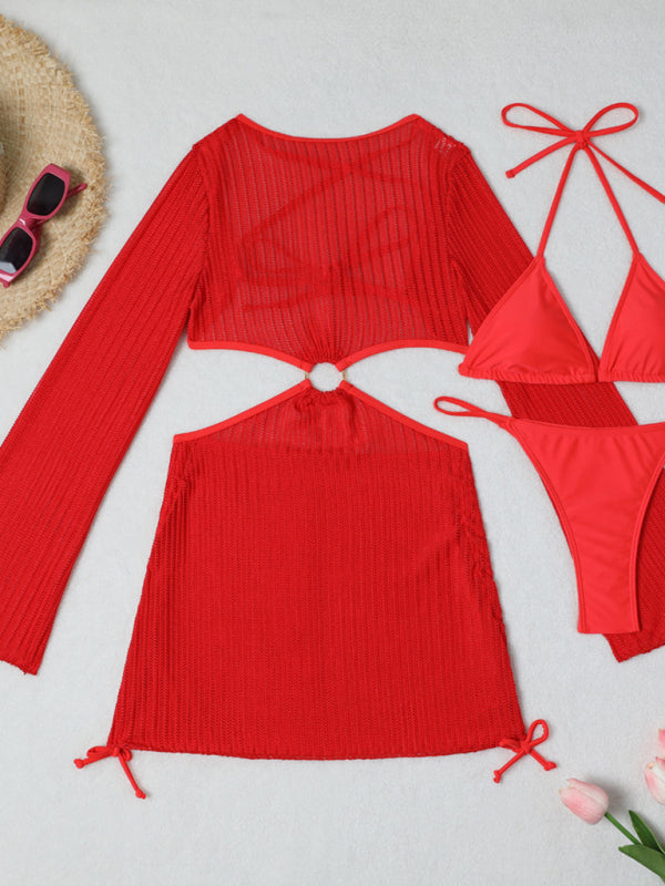 3-Piece String Swimsuit Set featuring Bikini, Triangle Bra &