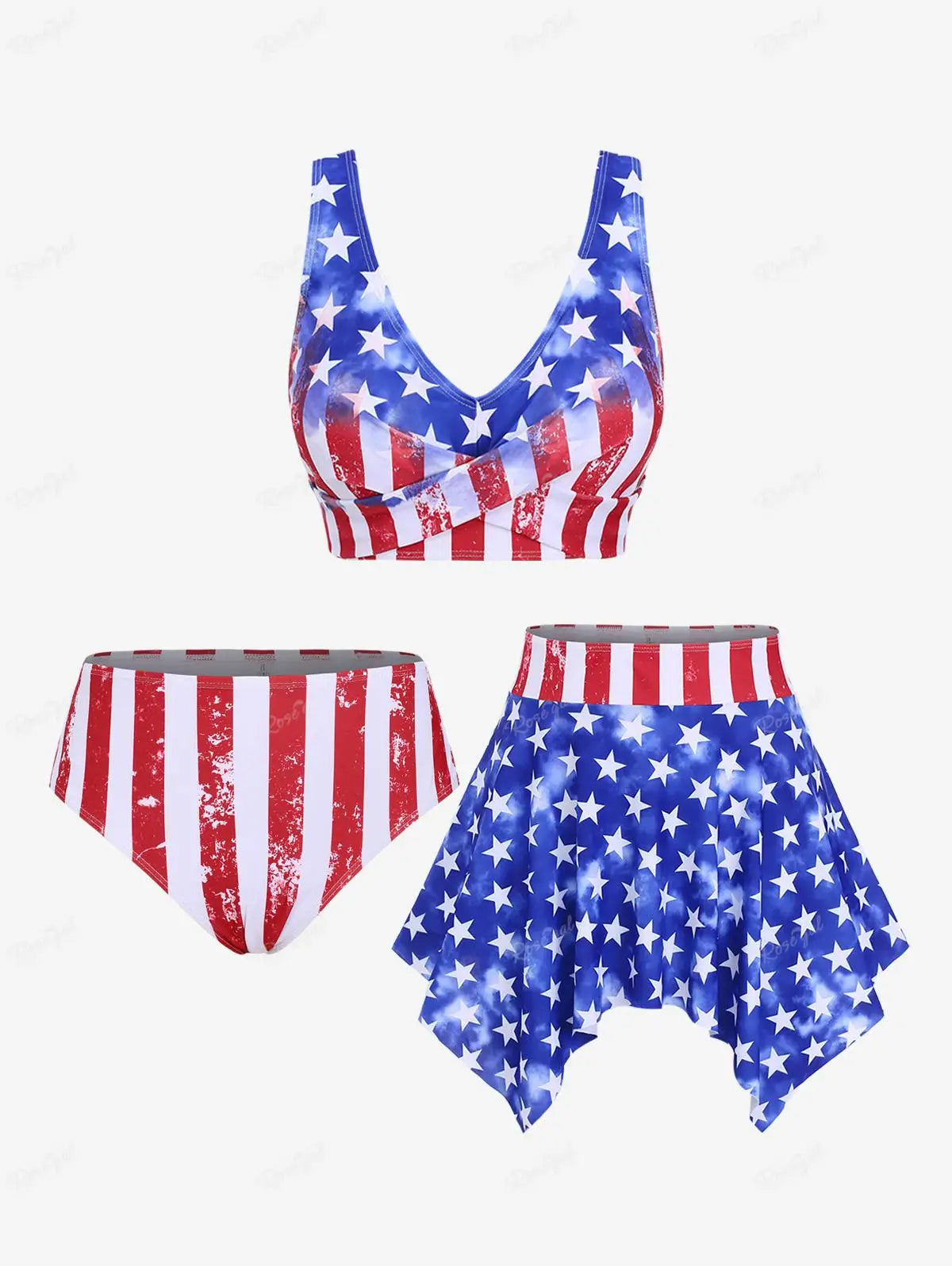 American Dream Swimwear 3-Piece Tankini for National Holidays & Beach Days	