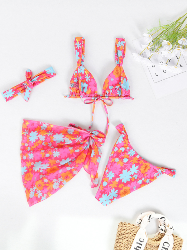 4-Piece Bikini Collection with Cover-Up & Hair Wrap Swimwear