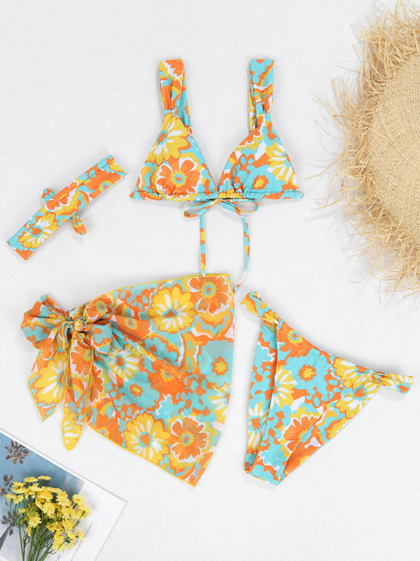 4-Piece Bikini Collection with Cover-Up & Hair Wrap Swimwear