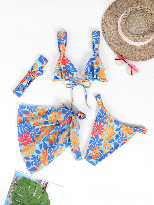 4-Piece Bikini Collection with Cover-Up & Hair Wrap Swimwear