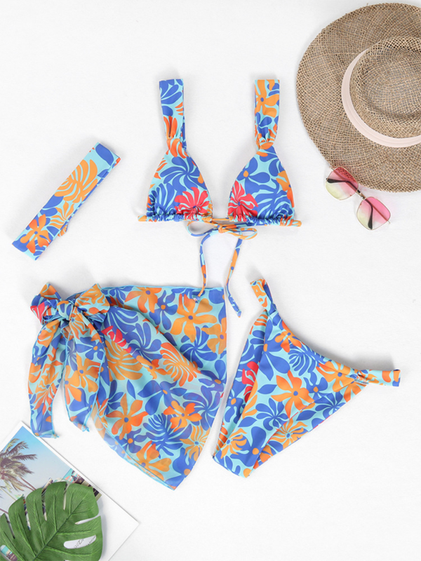 4-Piece Bikini Collection with Cover-Up & Hair Wrap Swimwear