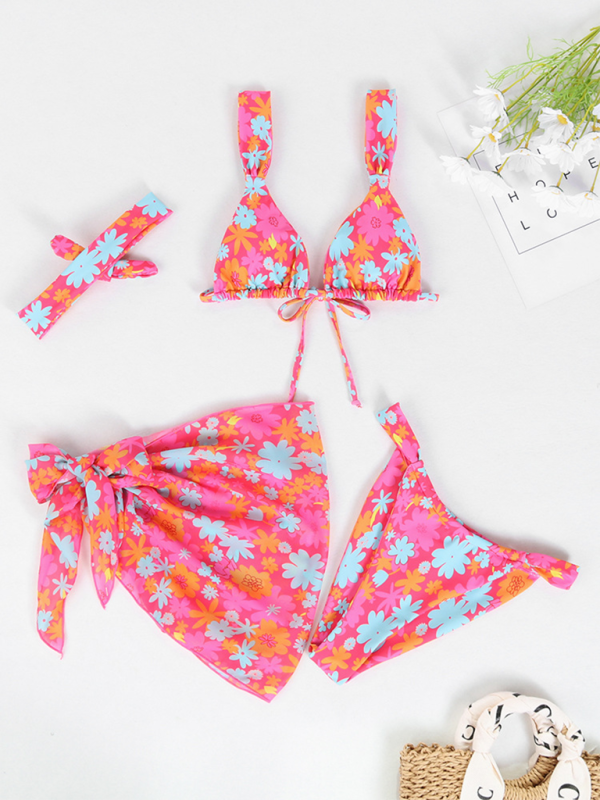 4-Piece Bikini Collection with Cover-Up & Hair Wrap Swimwear