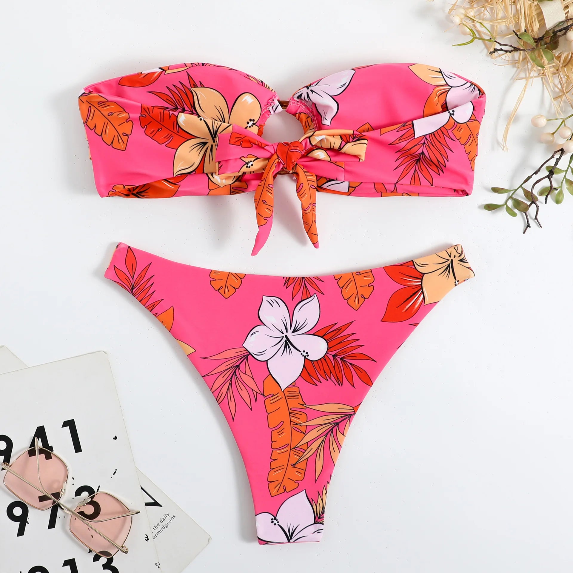 Floral Print Strapless Bikini for Summer Getaways | Swimwear