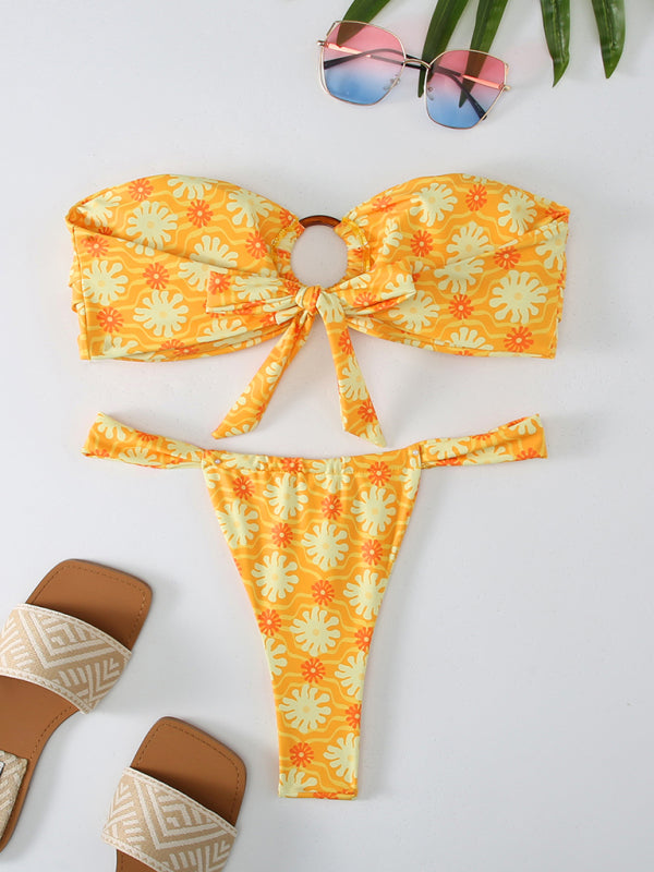 Florals Wireless Bandeau in Cheeky 2 Piece Bikini Swimwear