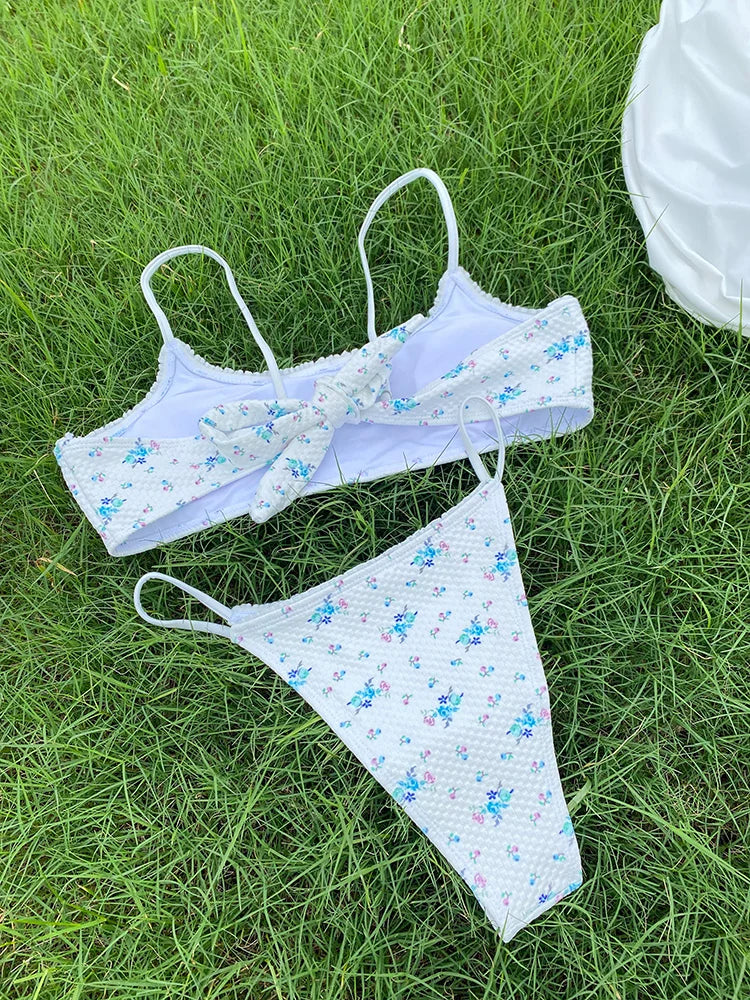 Floral Bra - Bikini and Mini Skirt Swimwear Set Swimwear