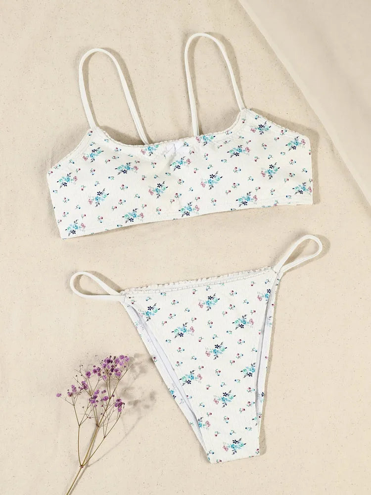 Floral Bra - Bikini and Mini Skirt Swimwear Set Swimwear