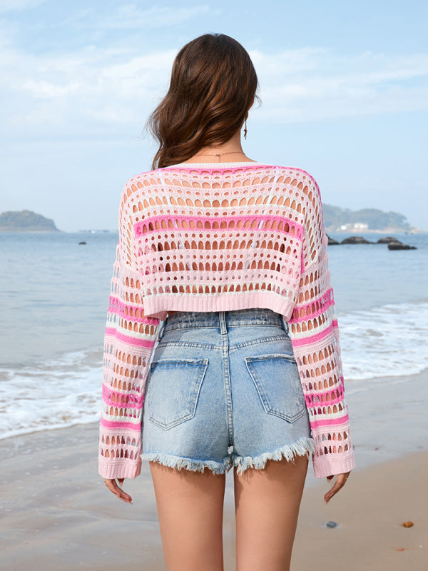 Free Spirit Artisanal Crochet Crop Cover-Up Knit Tops