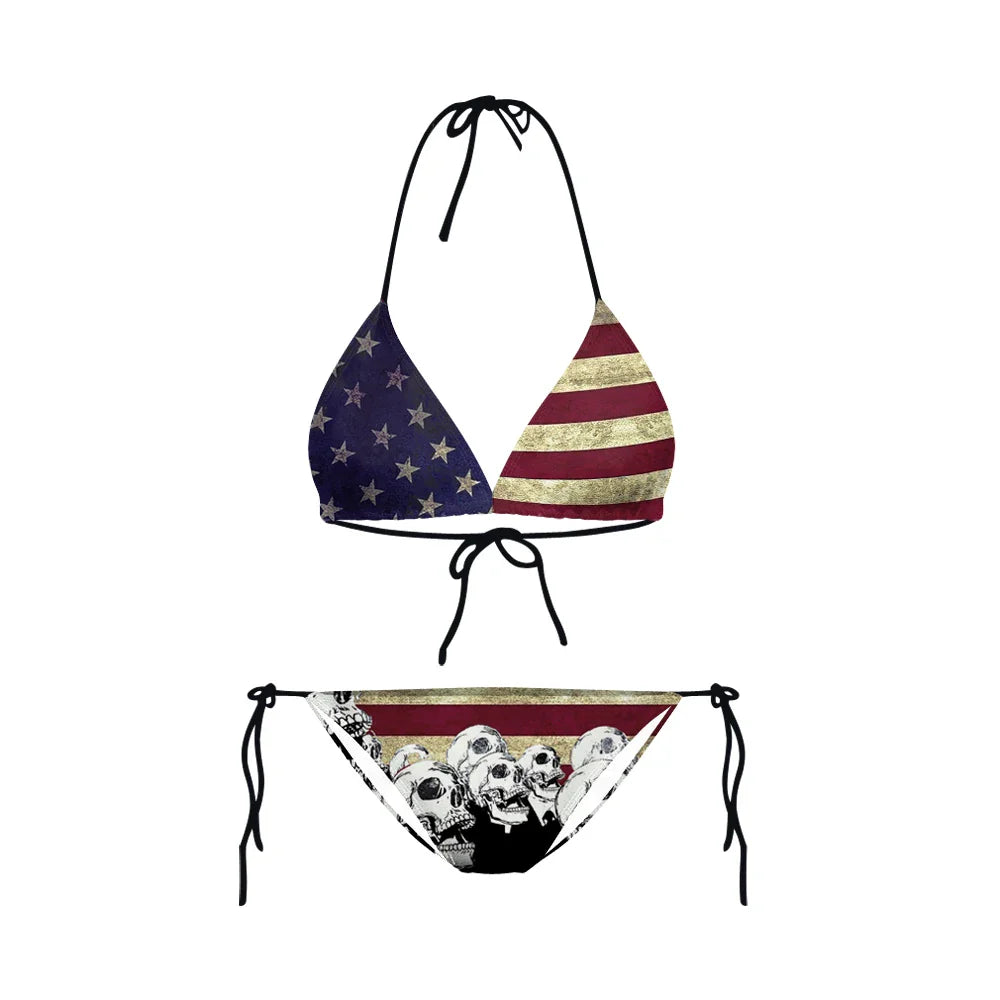 July 4th Joy Patriotic 2-Piece String Swimwear for Every U.S.