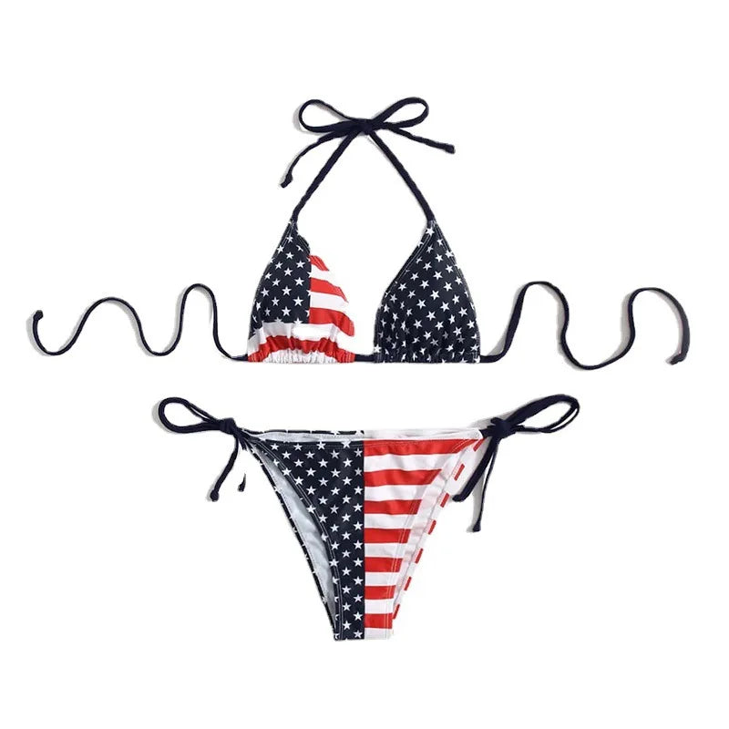 July 4th Joy Patriotic 2-Piece String Swimwear for Every U.S.