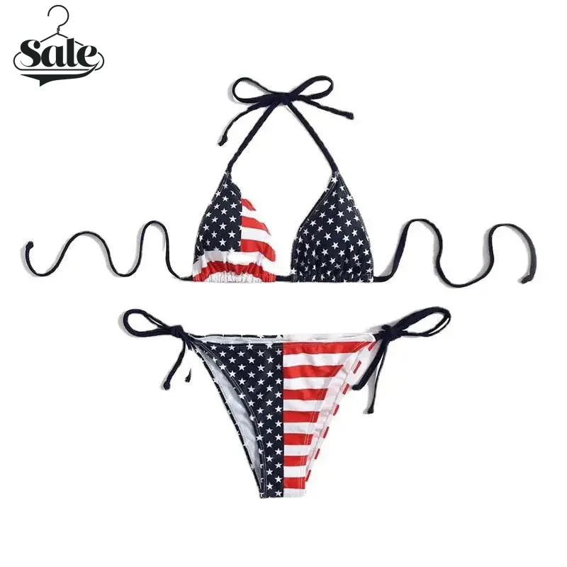 July 4th Joy Patriotic 2-Piece String Swimwear for Every U.S.