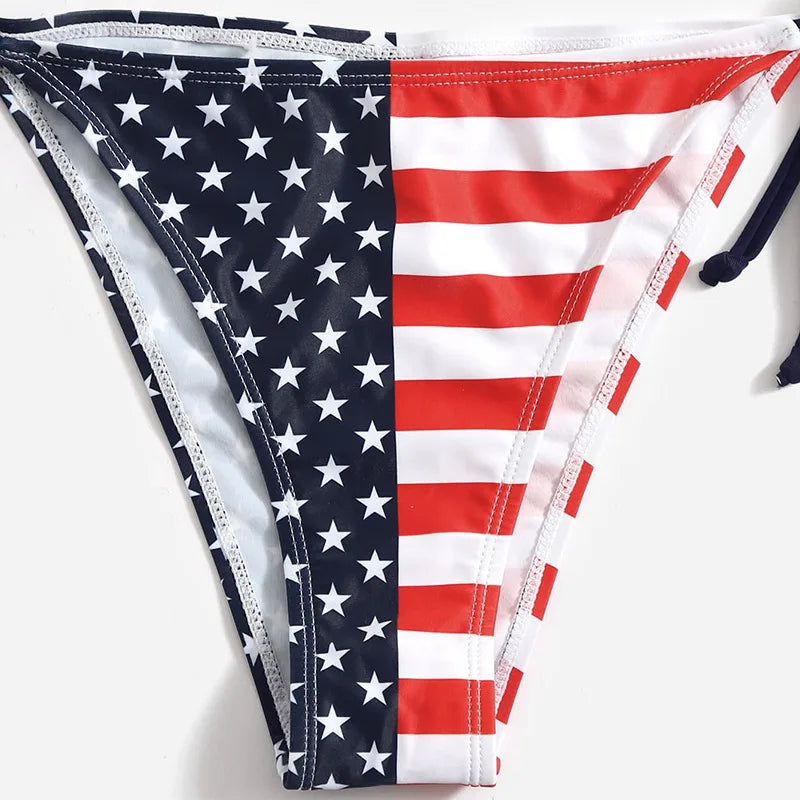 July 4th Joy Patriotic 2-Piece String Swimwear for Every U.S.